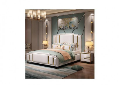 Luxus Schlafzimmer Set Design Bett 2x Nachttisch Holz Komplett 3 tlg